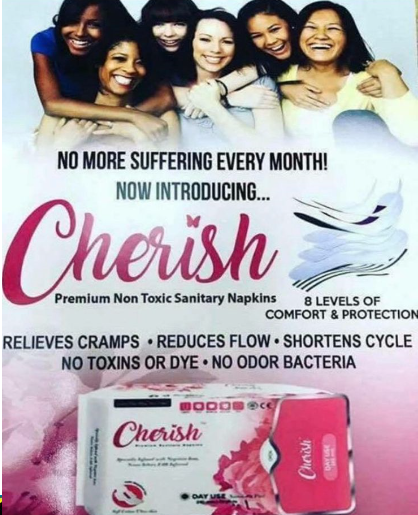 Cherish Premium Sanitary Napkins.  Cherishpadsyoulove.com